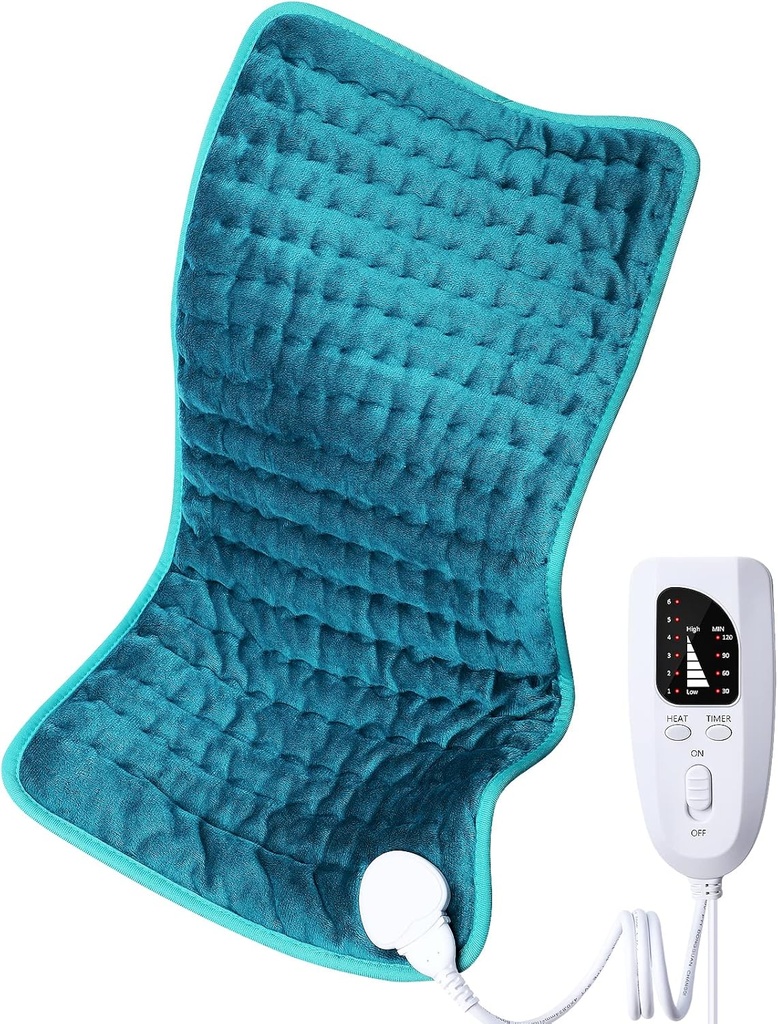 Elektrická vykurovacia podložka pre Back/Shoulder/Neck/Knee/Leg Pain Relief, 6 Fast Heating Settings, Auto-Off, Machine Washable, Moist Dry Heat Options, Extra Large 12"x24"