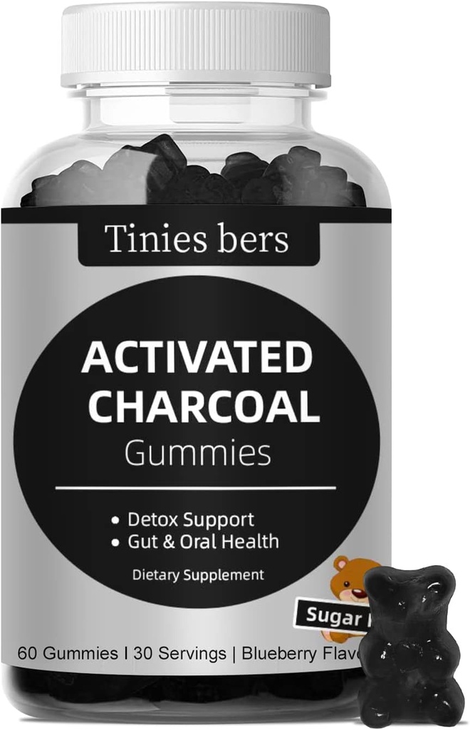 Aktivované Charcoal Gummies Sugar Bez cla, 400mg Charcoal Supplements from Coconut, Quicker to Clease, Detox, Gas Relief, Gut & Oral Health for Adults & Kids, Gluten Free, Non GMO, Vegan, Pectin, 60