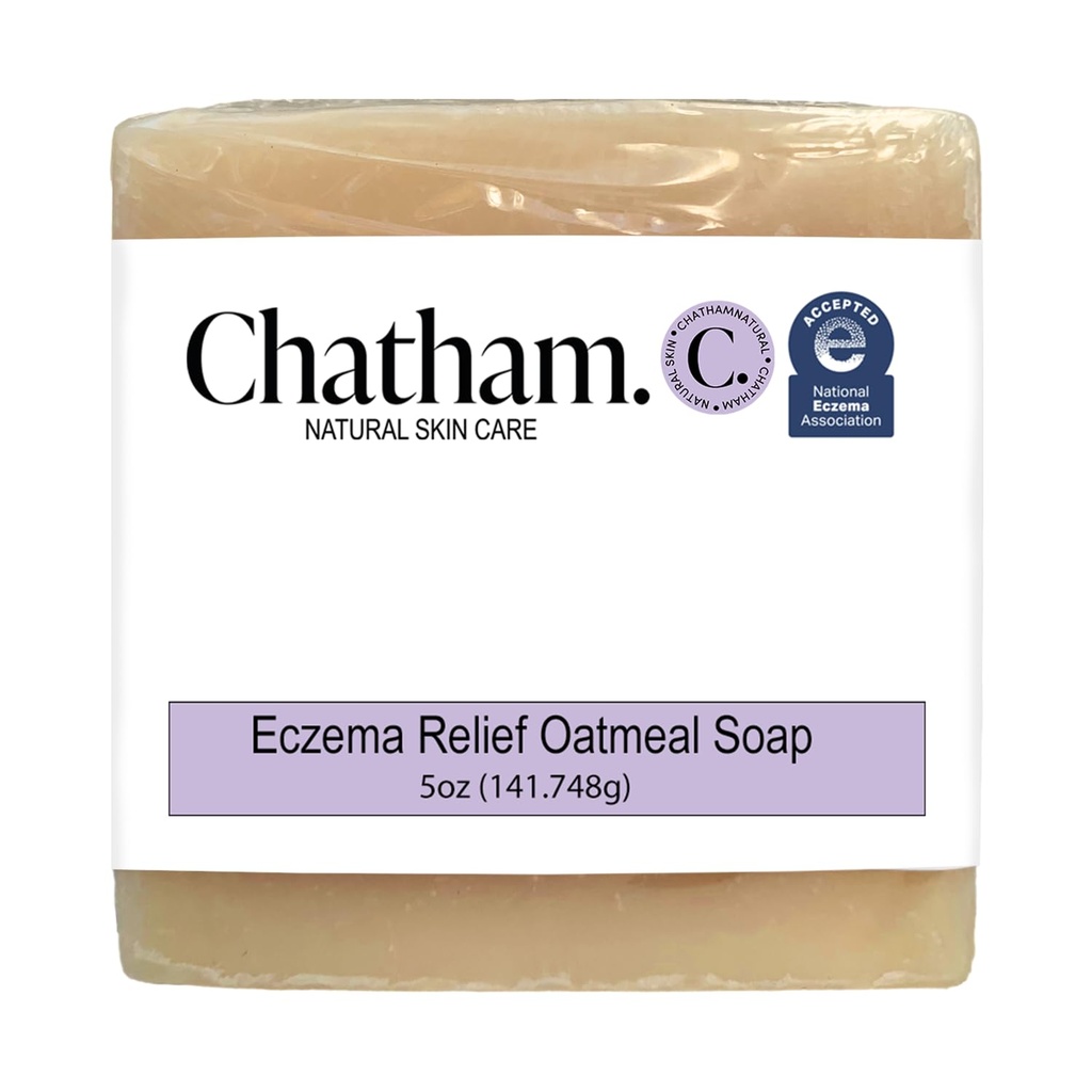 Chatham Natural Skin Care Ekzém Relief Ovsené mydlo, Upokojujúci ovsený kúpeľ, liečba ekzém ružovky, psoriáza