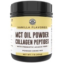 Keto MCT Oil Powder + Kolagén + Prebiotické Akácia Fiber, Vanilla Flavor, 16oz. MCT Oil Powder from Coconuts. Grass Fed Collagen, ideálny pre Keto, 0 Net Carb, Stevia, Erytritol, práškový nápoj
