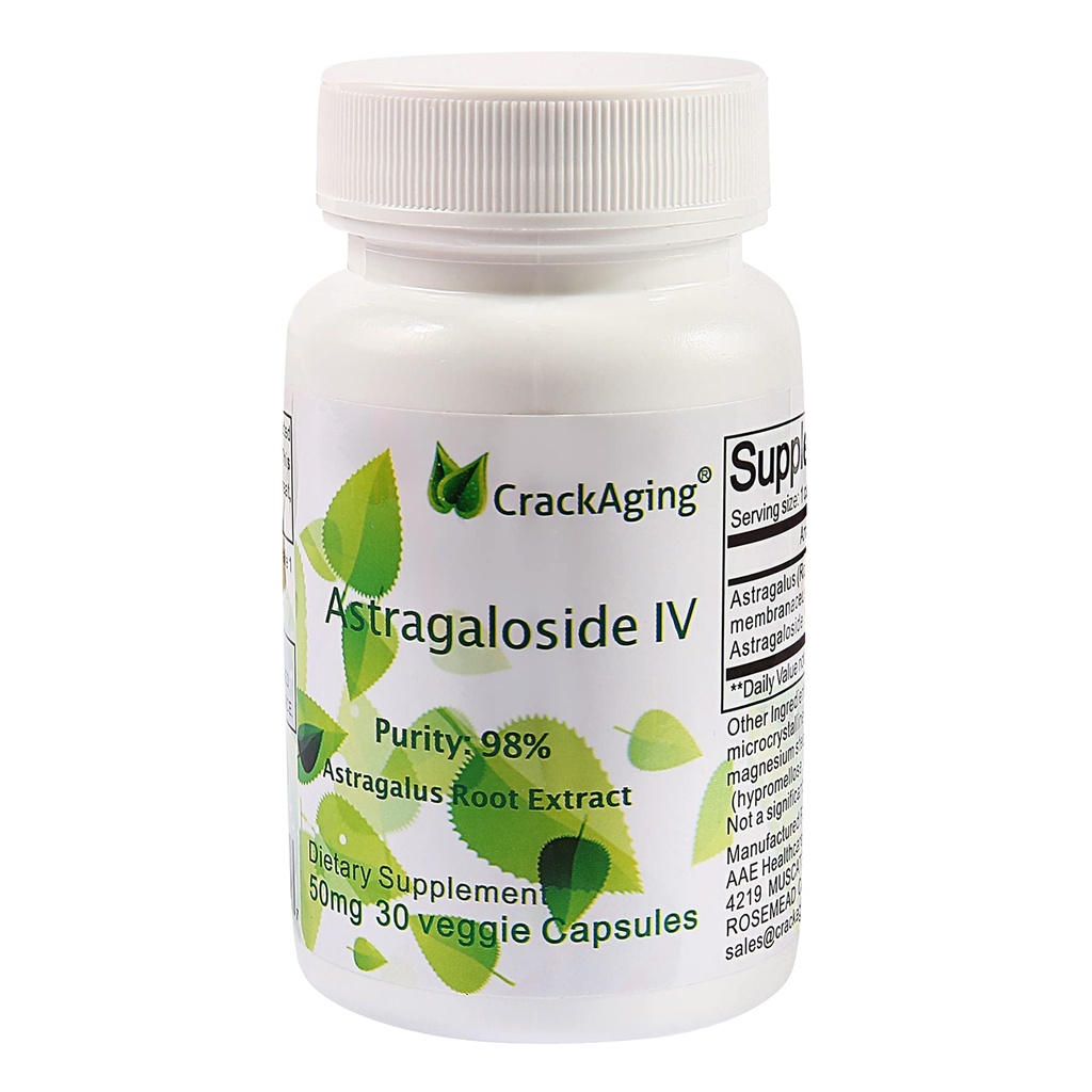 Crackaging-Super-Absorpcia Astragalozid IV 98% 50 mg 30 Kapsula Anti-Aging DNA bunky Telomere Astragalus Root Supplements