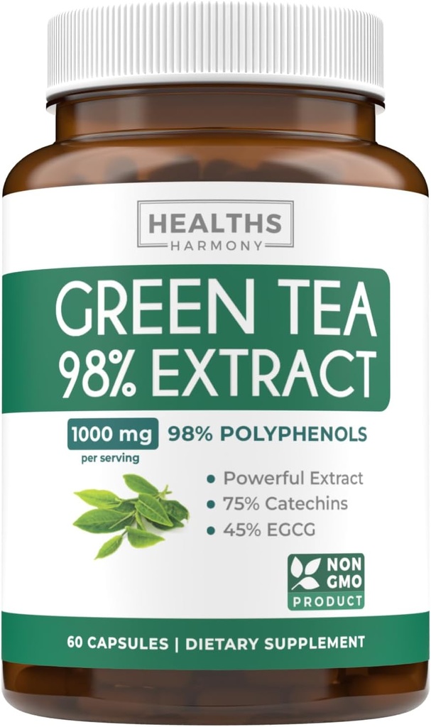 EGCG zelený čaj extrakt kapsule - Super High Potency Zelený čaj Pills Antioxidant Rich Formula balené s polyfenolmi Catechins & EGCG - 500mg per capsule - Non-GMO & Made in the USA (1 mesiac dodávky)