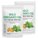 2 balenie Oregano Softgels, Oregano Oil Kapsule, 165 mg Carvatrol, 2 v 1 Formulovaný olej Oregano s čiernym semenom olej 200mg, Oregano Oil Supplement Kapsule