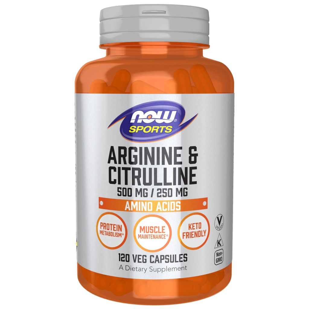Teraz športová výživa, arginín a citrulín 500 mg/ 250 mg, aminokyseliny, 120 Veg kapsuly