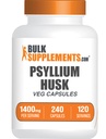 BulkSupplementments.com Psyllium Husk Capsules - Psyllium Supplement, Psyllium Husk Fiber - Vegan & Gluten Free, 240 Veg Capsules (Pack of 1)