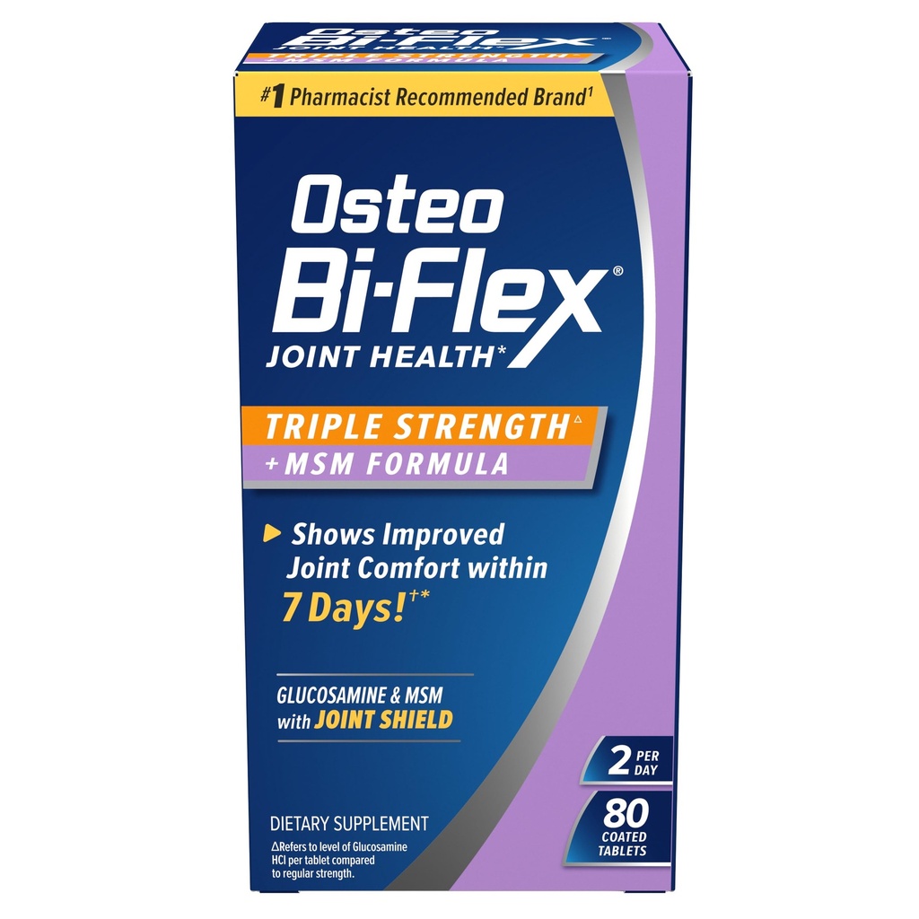 Osteo Bi- Flex Triple sila [55] s MSM, Glucosamine Joint Health Supplement, obalené tablety, 80 Počet