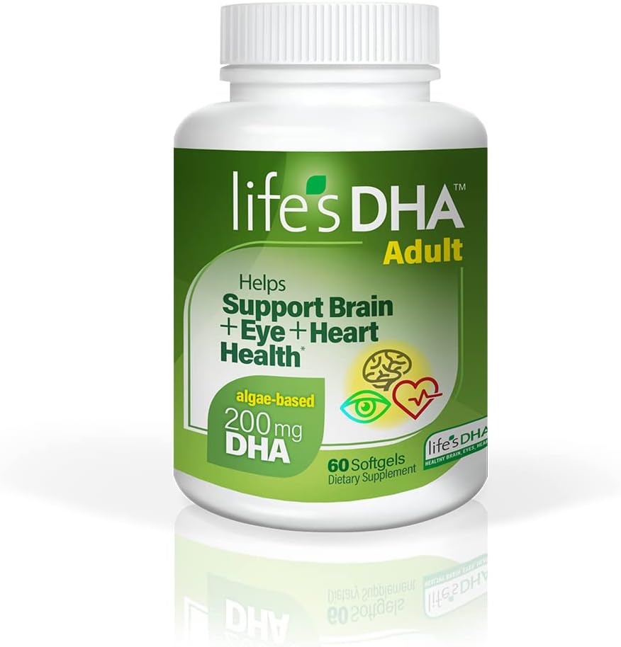 Život DHA All-Vegetarian DHA DHA Dietary Supplement Supports a Healthy Brain, Eyes & Heart, non-GMO from Sustainable Plant Source 200 mg of DHA Omega-3 60 Softgels