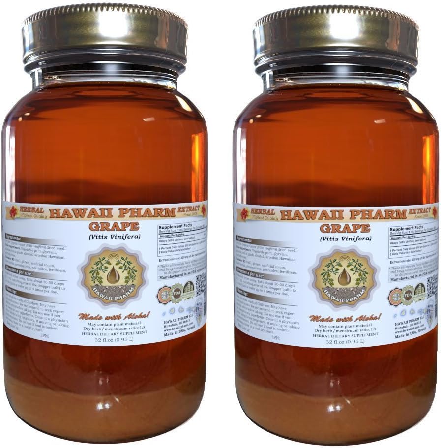 Hroznový tekutý extrakt, hrozno (Vitis Vinifera) Seed Tinture Supplement 2x32 oz Nefiltrované