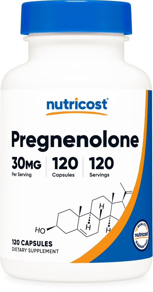 Nutricost Pregnenolón 30mg, 120 Kapsule - Non-GMO, bezlepkové, Vegetariánske kapsule