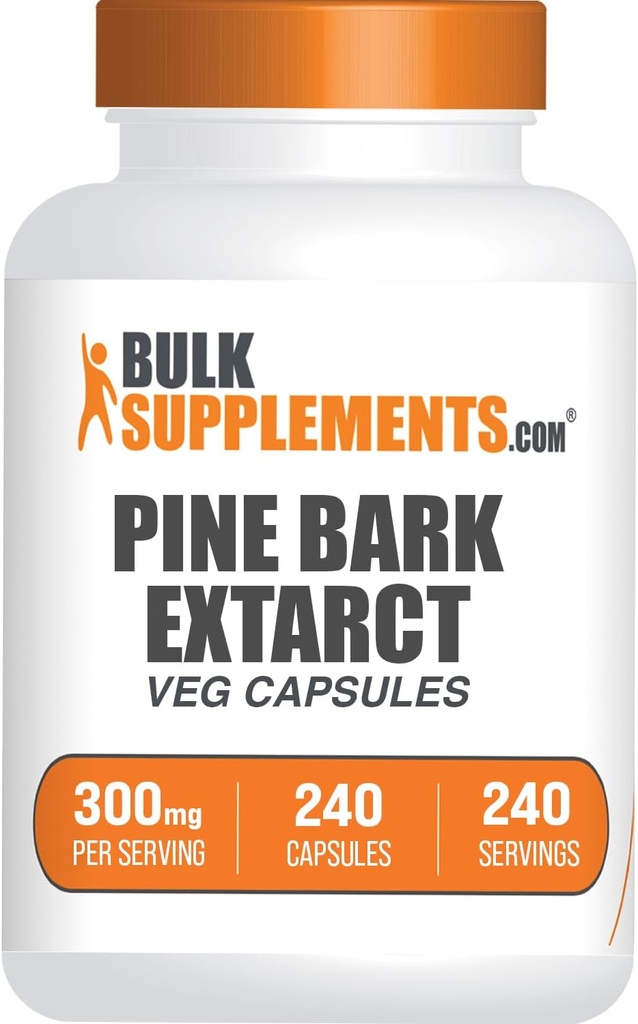 BulkSupplementments.com Pine Bark Extract Kapsule - Antioxidanty Supplement, Pine Bark 300mg - Gluten Free, 1 Kapsule per Serving, 240 Počet (Pack of 1)