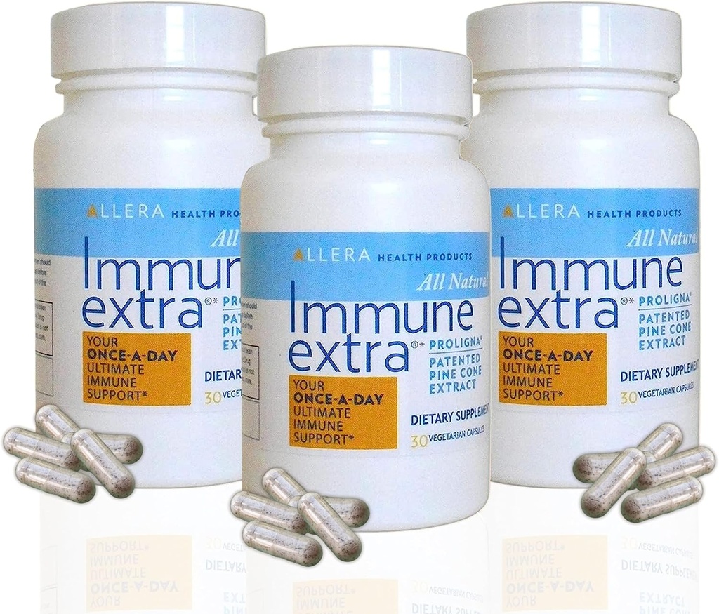 Allera Health Pine Cone Extract Kapsule - Vegan ProLigna Plant Based Diet Products - Immune Support Supplement - Organic Scotch Pine Cone Extract Zber z divokých pltených stromov - 30 Caps, 3-Pack