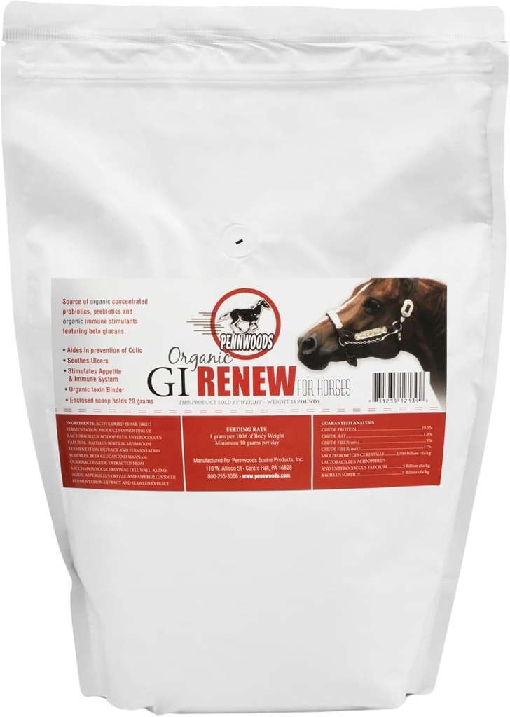 Pennwoods GI Renew, Probiotiká pre kone, Immune and Appetite Stimulácia, Prebiotiká, Digestive Enzymes 