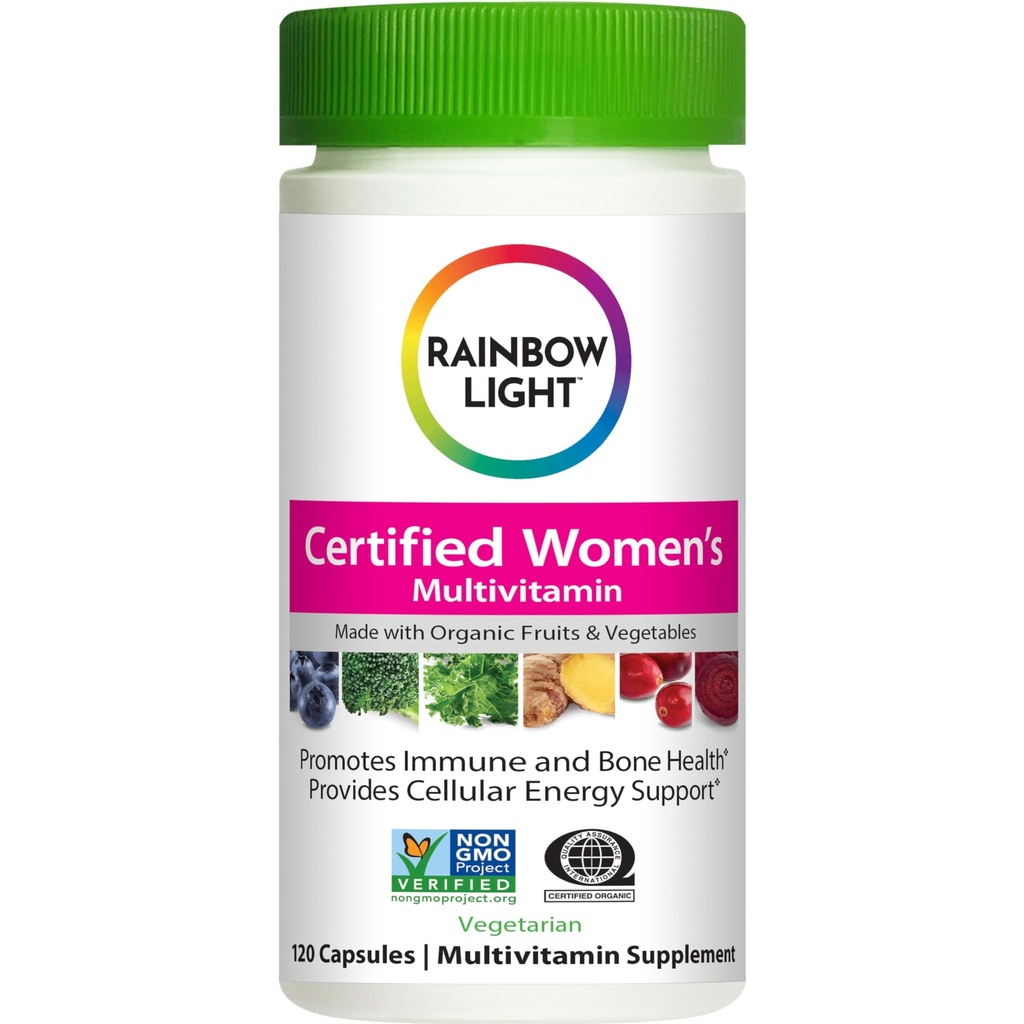Rainbow Light Certified Women Multivitamín, Multivitamín Supplement, 120 Caps (Pack May Vary)