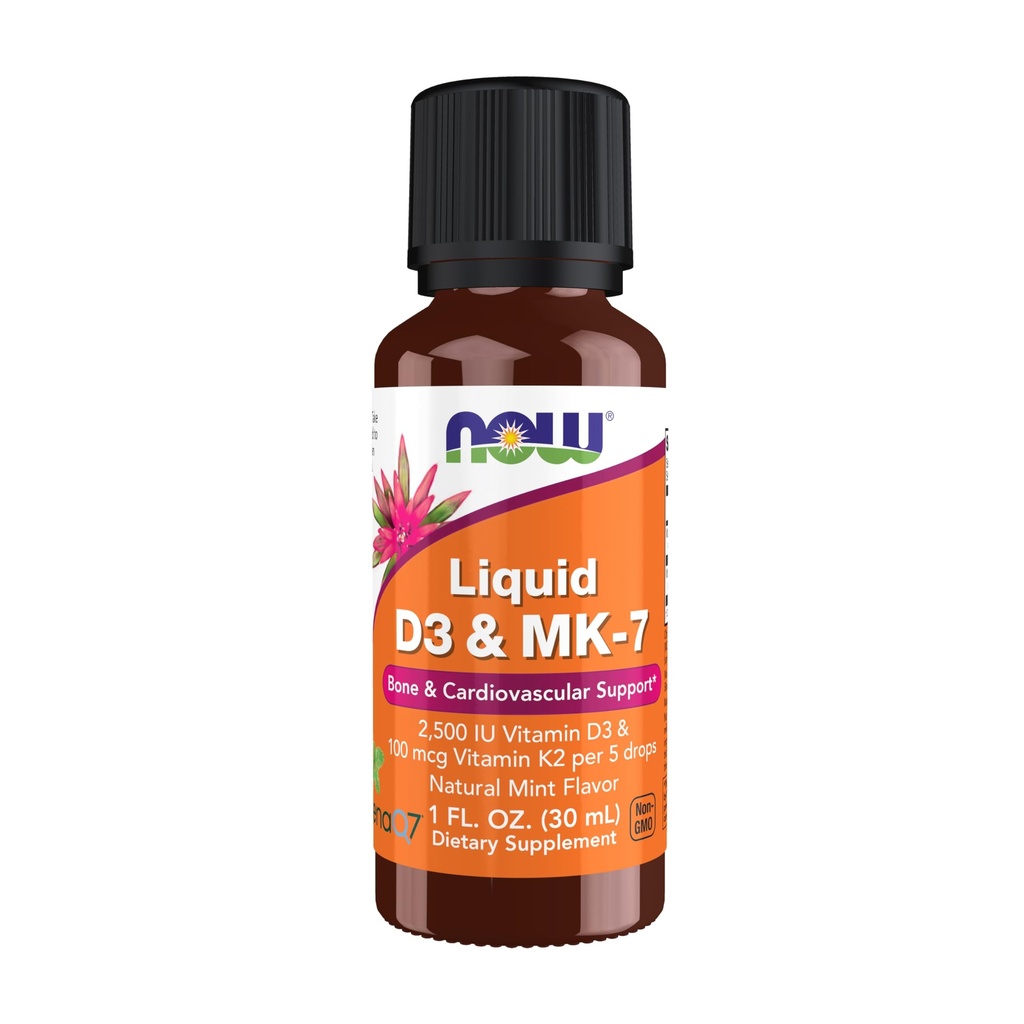 Teraz potravinové doplnky, tekuté D-3 & MK-7 s 2500 IU vitamínu D-3 & 100 μg vitamínu K-2 na 5 kvapiek, 1-Ounce
