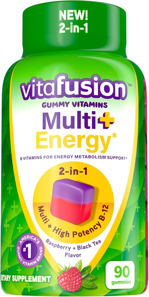 Vitafusion Multi + Energy* Gummy vitamíny, obsahuje B vitamíny poskytnúť podporu energetického metabolizmu *, 90 Počet
