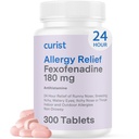 Curist Fexofenadín Hydrochlorid 180 mg (300 tabliet) - 24 HR Antihistaminikum Alergy Relief Tablets (300 gróf) Celodenná sila Generic Fexofenadín Bulk Non Drowsy Allergy Relief