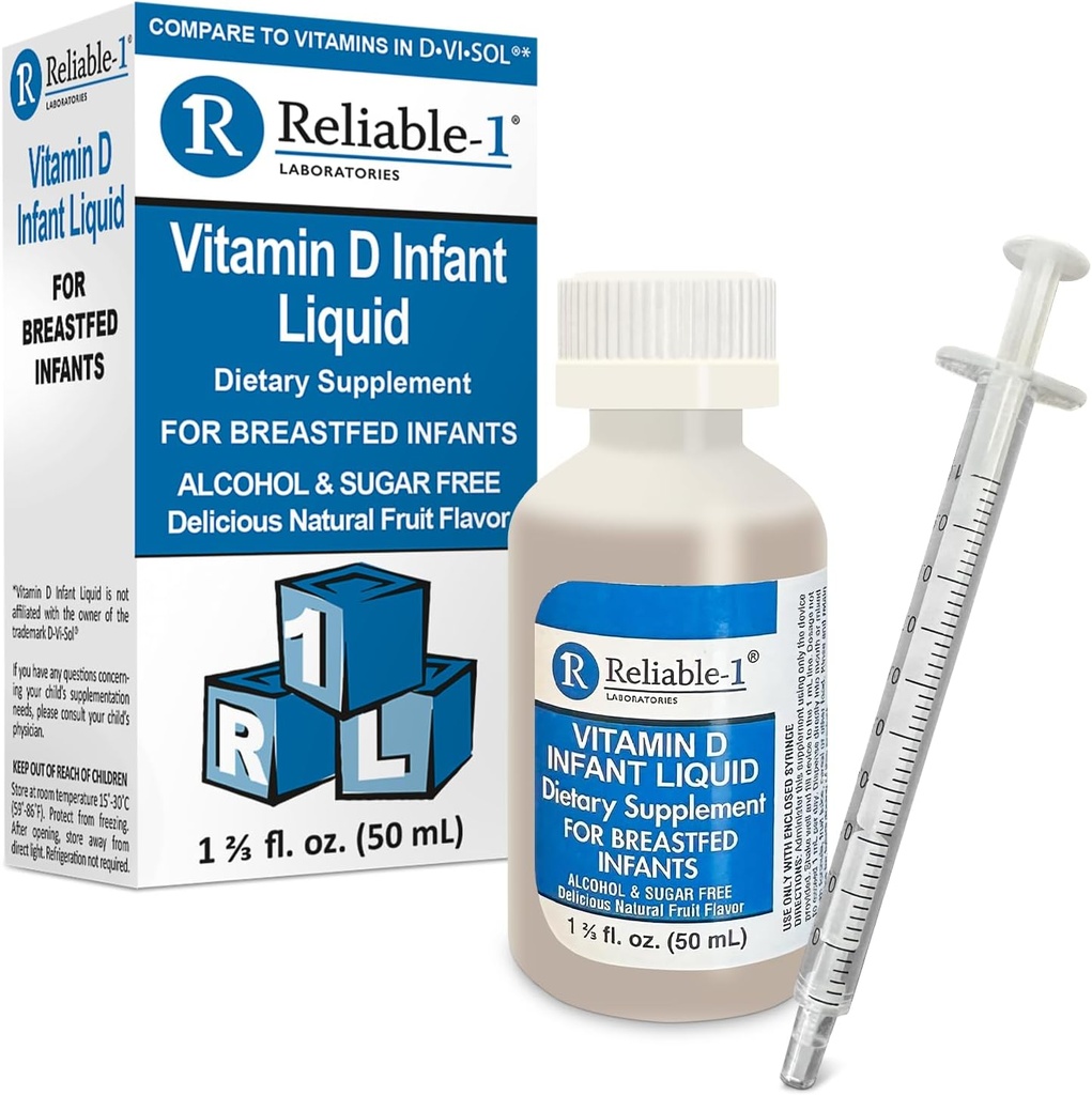 Spoľahlivý-1 Laboratóriá Detské tekuté vitamín-D kvapky (prírodné ovocie chuťou) Cukor a alkohol bez, pre dojčenie dojčatá 0-12 Mesiace a hore