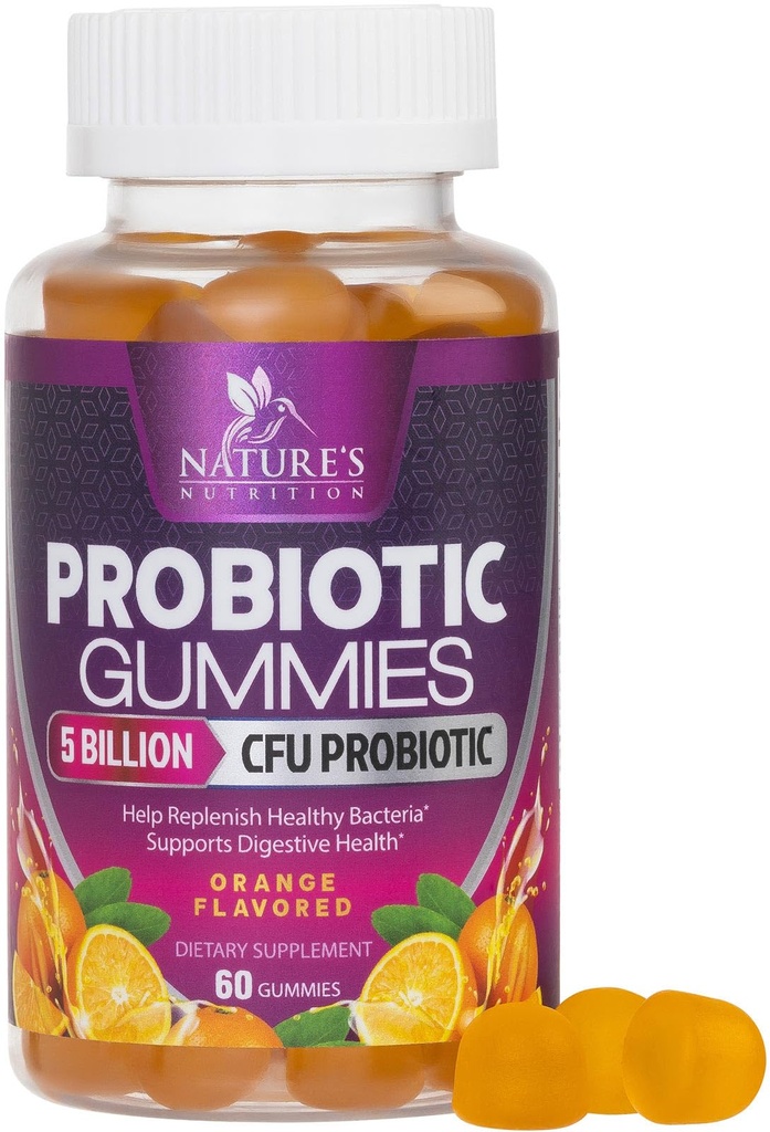 Probiotické Gummy pre ženy a mužov Tráviace zdravie, 5 miliárd CFU, Najlepšie denné probiotiká Gummy pre vaginálne, Imunitná podpora a zdravie vnútorností, podporuje príležitostné zápcha Plyn & Bloating, 60 Gummies