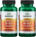 Swanson B- 50 Complex - Vitamínový doplnok Podpora energie a metabolizmu - Môže podporovať zdravie a pamäť srdca - (100 kapsúl) (2 balenia)