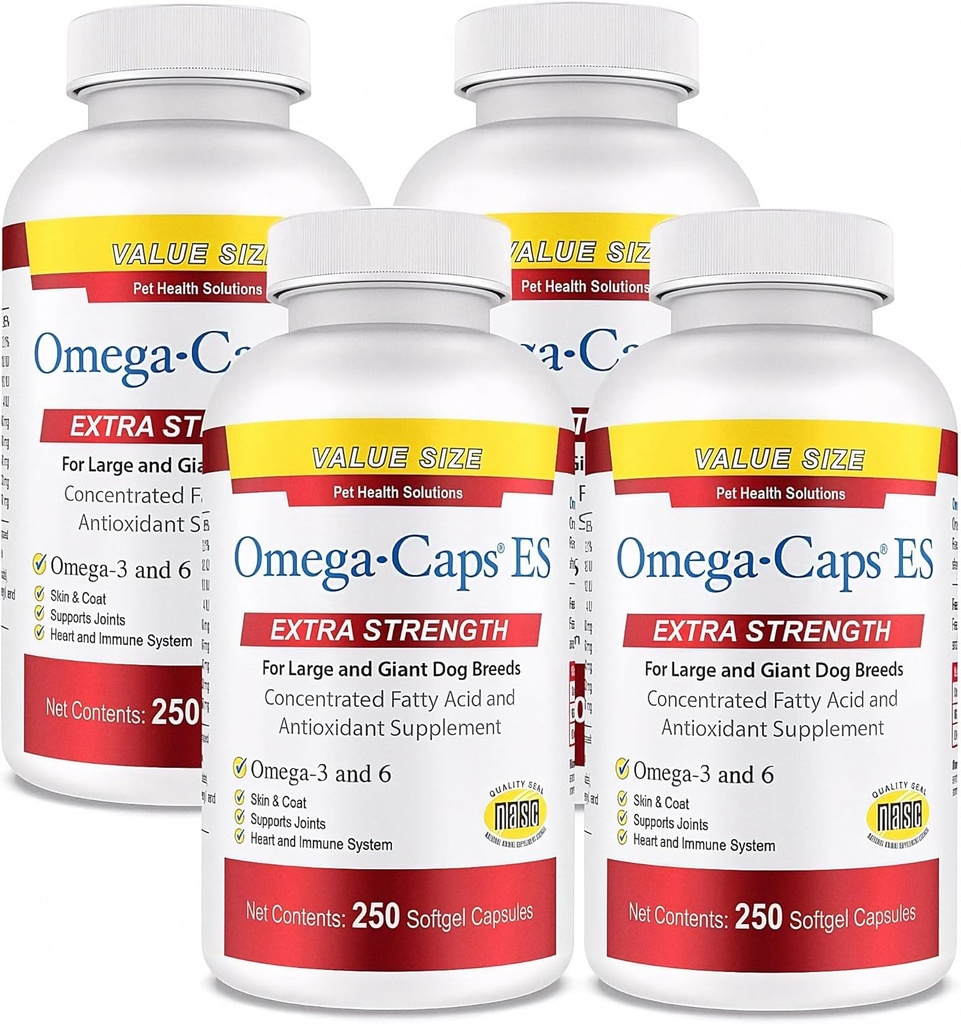 Omega-Caps Extra sila pre veľké plemená-Vet Formulované pre zdravé Radiant kože & plášťa pri znižovaní Shedding. Obsahuje Omega 3 pre Immune System Support, Easy to Dose, 1000 Soft Gel Kapsule