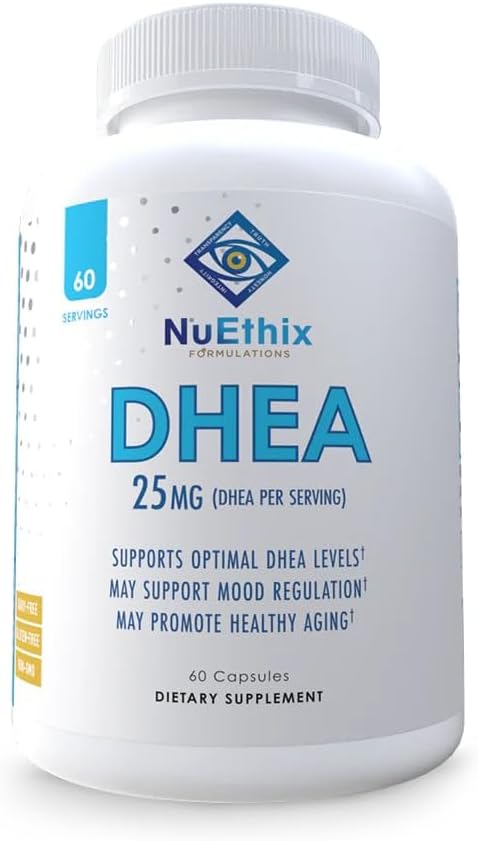 NuEthix formácie DHEA 25mg doplnok pre ženy a mužov, zahŕňa grapefruitový extrakt, zlepšenie DHEA Hormone podpora, vylepšená bio-Dostupnosť, bez cukru, lepok bez, Non GMO, 60 Servings