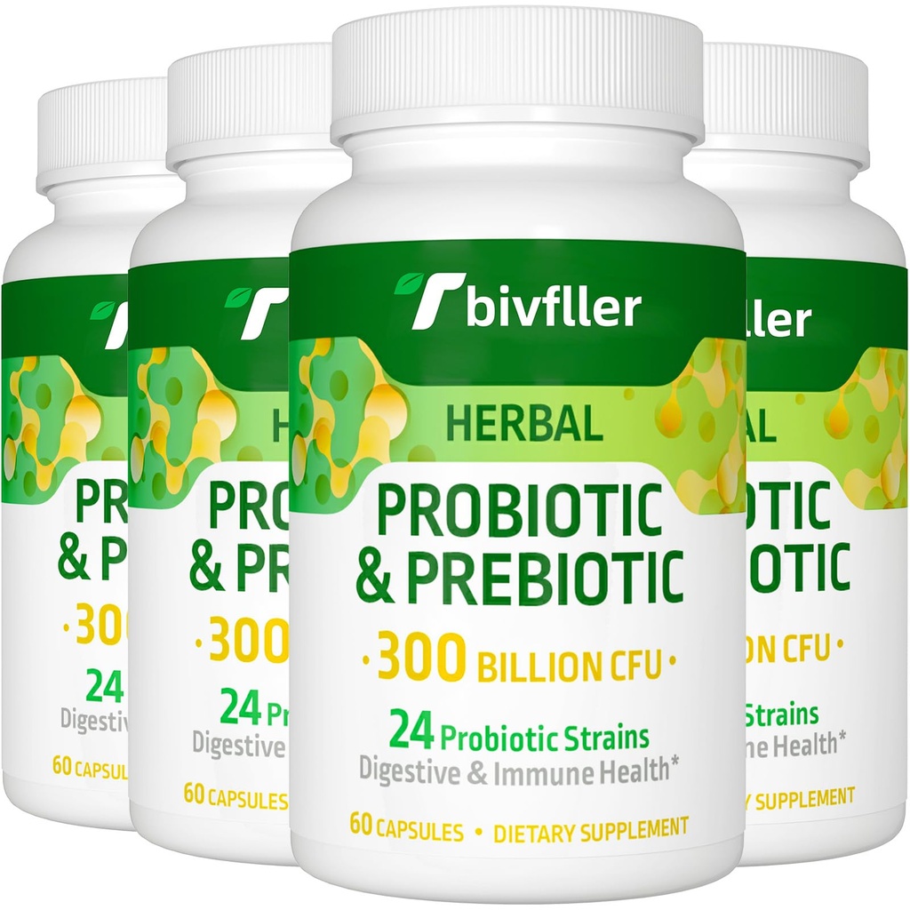 Probiotiká pre ženy Muži- 300 miliárd CFU, 24 kmeňov Probiotiká+15 Organické byliny Prebiotiká Blend, Pre and Probiotiká, pre tráviace zdravie, Immune & Gut, hnačka, Bloating, Vegan, 8 Mesiac dodávky