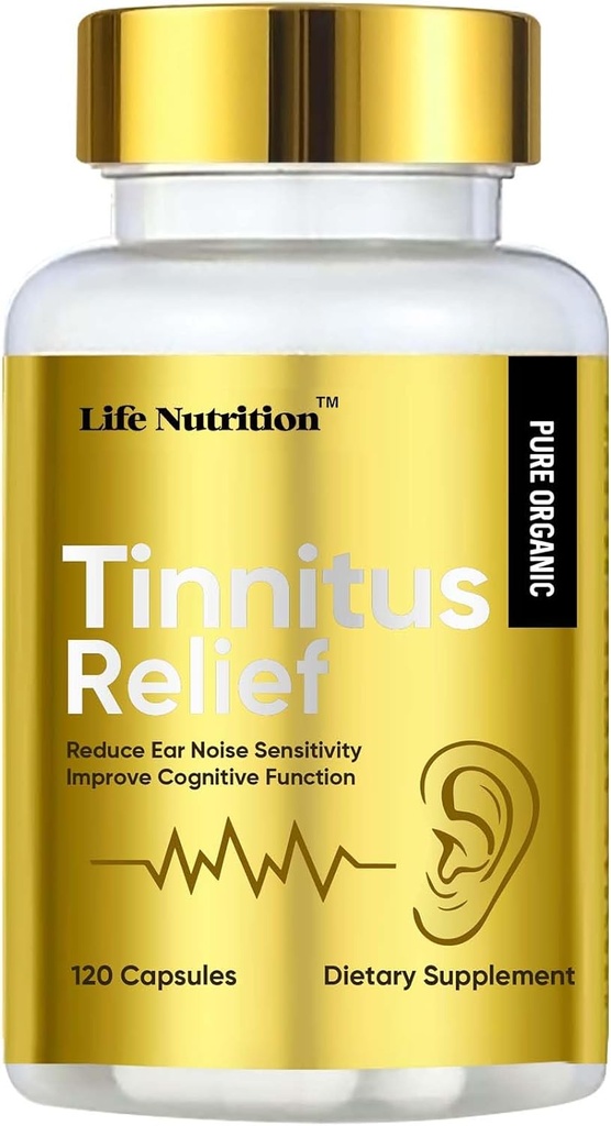 Life Nutrition 1200MG Tinnitus Relief for Ringing Ears,OTC Flavonoid Ear Health Vitamíny,Bioflavonoidy a vitamín C,120 Caplets