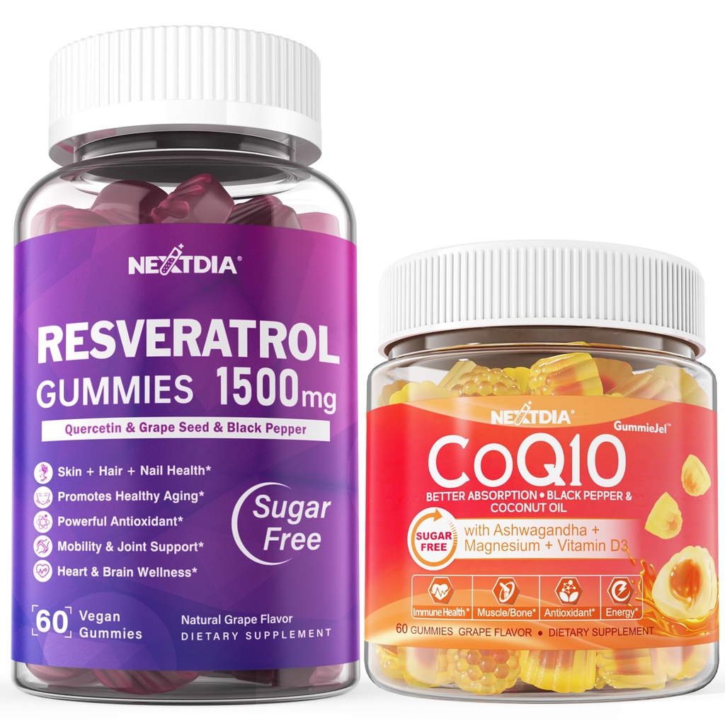 Bez cukru Resveratrol Gummy 1500mg + CoQ10 200mg 100mg Plnené Gummy s podporou horčíka Zdravé starnutie a dlhovekosť