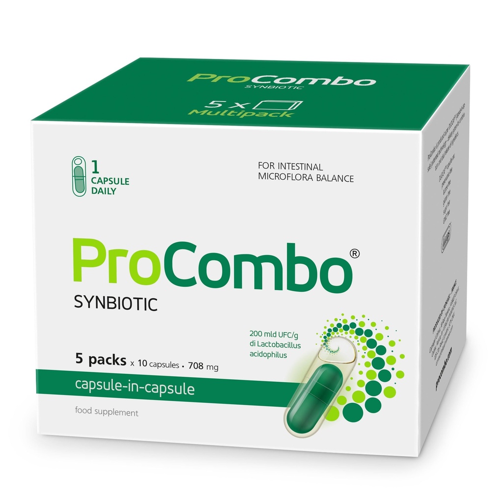 Inteligentná synbiotika s cielenou dodávkou Dobrej baktérie. Dvojitá kapsula a tekutá formula pre rýchle výsledky. 1 kapsula denne (po 5 kusoch)
