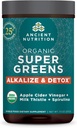 Staroveká výživa Supergreeny Alkalize & Detox Powder, Organické Superfood Powder vyrobené z reálneho ovocia, Zelenina a bylinky, na podporu trávenia a energie, 25 Servisov, 7.5oz