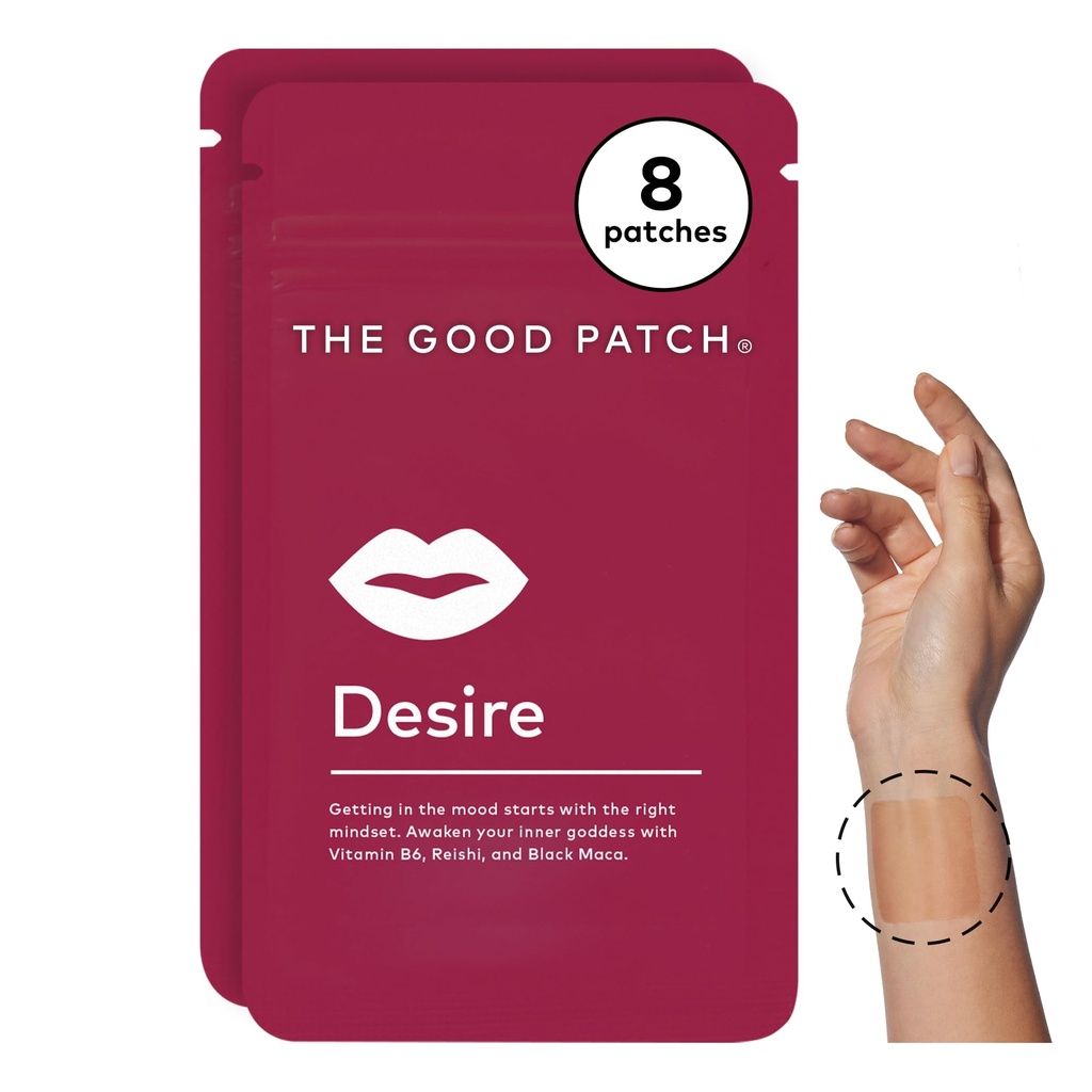 Dobré Patch Desire Sexuálne Wellness Patches, dostať sa do nálady, prírodné s vitamínom B6, Reishi, Black Maca, Plant Powered Wearable Wellness, Botanical a vitamín (8 celkom záplaty)