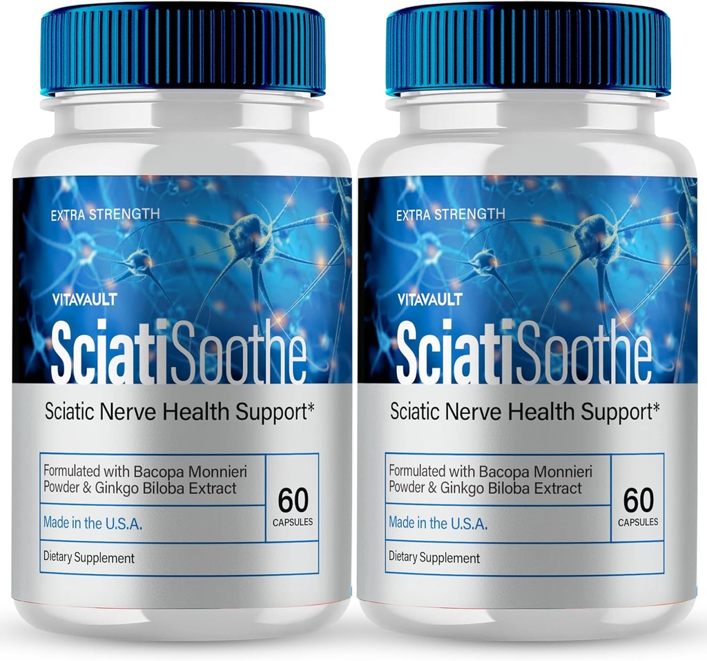SciatiSoothe for Sciatica Capsules, Sciati Soothe Nerve Health Support, SciatiSoothe Supplement Advanced Formula, Nerve Support Pills - Maximum Strength - SciatiSoothe Reviews (2 Pack)