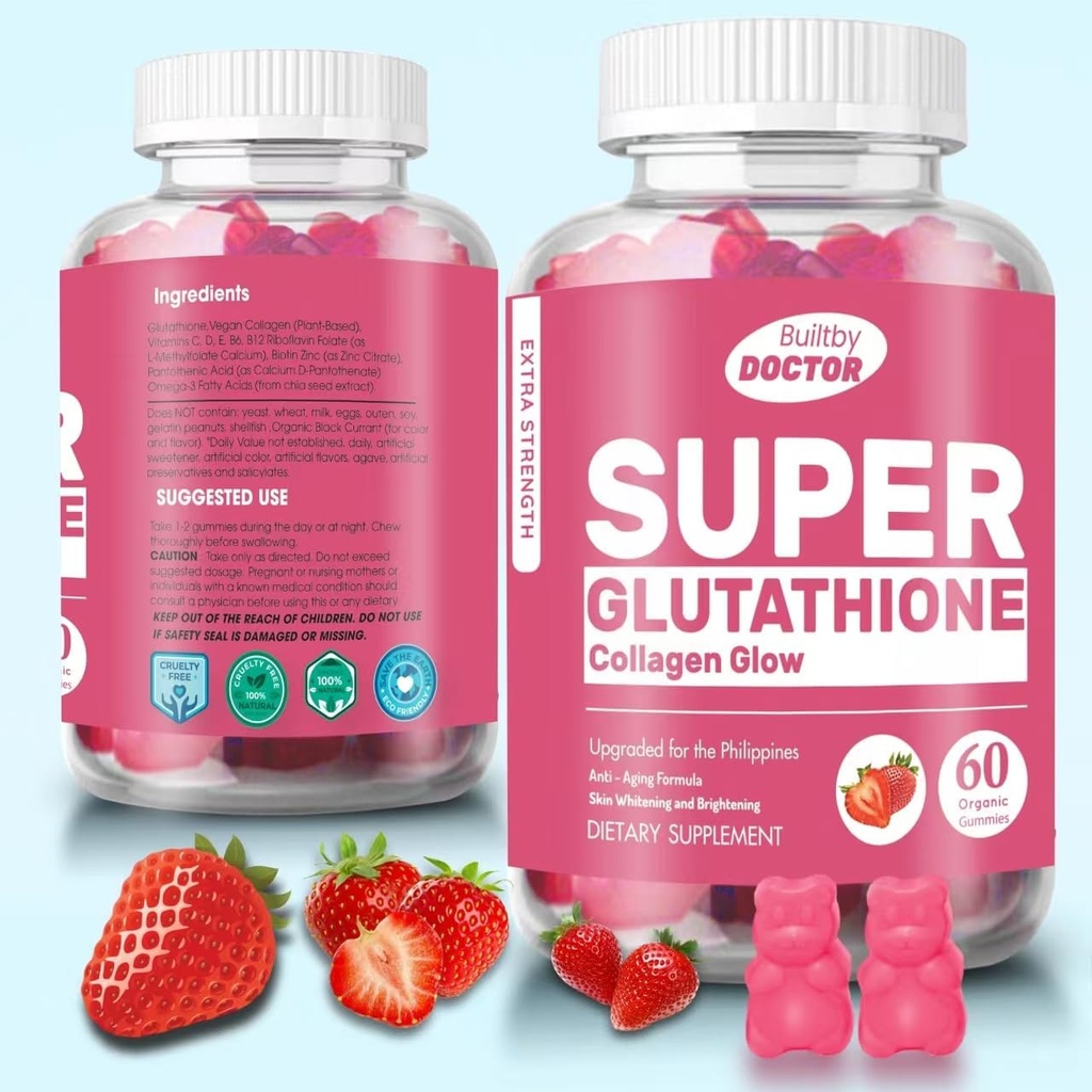 Super glutatión Collagen Glow Gummies,Glutatión Starostlivosť o pleť - Skin Brightening - Gummies Collagen - Anti-Aging L-Glutatión - Marine Collagen & Vitamíny