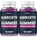 Primetime Sports Quercetin + Zinok + Vitamín C 1000 mg Gummy Doplnky s bazami, Flavonoid Vitamín pre deti Dospelí Imunita, Imunita Podpora imunitné Gummy Booster Vegan (2 balenia) 60 Počet (Stock of 2)
