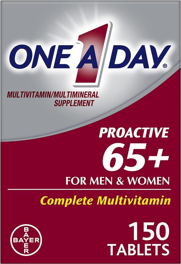 Jeden deň proaktívne 65 Plus multivitamíny pre mužov a ženy, 150 tabliet (Pack of 2) podľa jedného dňa