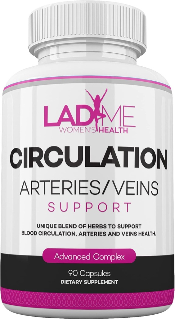 LadyMe Circulation and Vein Support Pomáha znížiť nepohodlie v nohách a podporuje zdravé kardiovaskulárne funkcie s Butchers Broom, Diosmin, Hawthorn až 3-Months Dodávka pre ženy 90 Kapsule