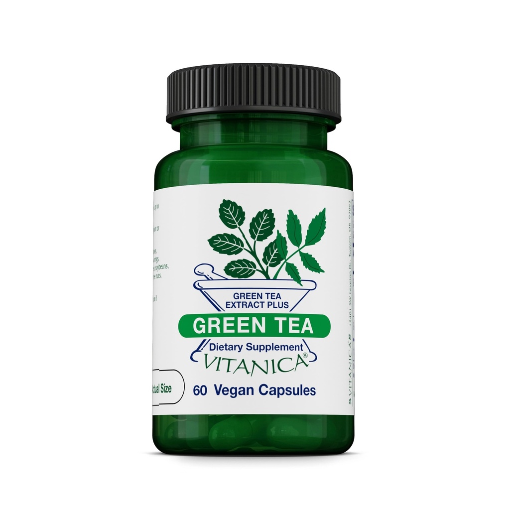 Vitanica Zelený čaj - 330 mg zeleného čaju Polyfenoly - Antioxidant doplnok pre imunitnú podporu zdravia - Vegánsky doplnok pre zdravie prsníkov - Pro Logo - 60 Vegan Caps