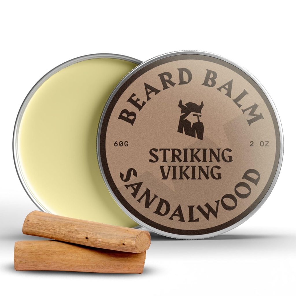 Striking Viking Brada Balm pre mužov - Leave in Beard Conditioner - Styling Balm Vyrobené s prírodne odvodené Beard Butter, Argan & Jojoba Oils (2 Ounce (Pack of 1), Sandalwood)
