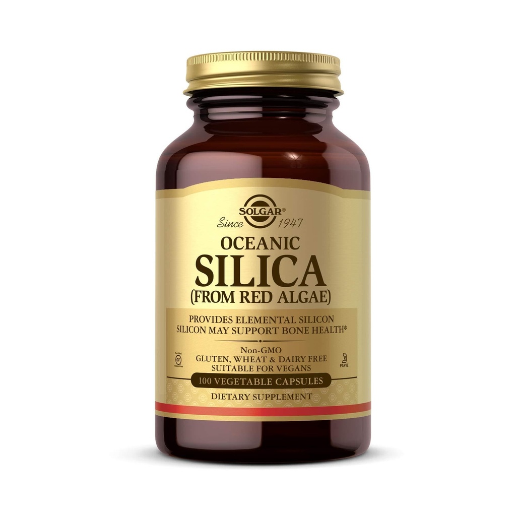Solgar Oceanic Silica z Red Algae 25 mg, 100 Rastlinné kapsule - Výborný zdroj vápnika, podporuje Bone Health - Non-GMO, Vegan, Gluten Free, Dairy Free, Kosher - 50 Servings