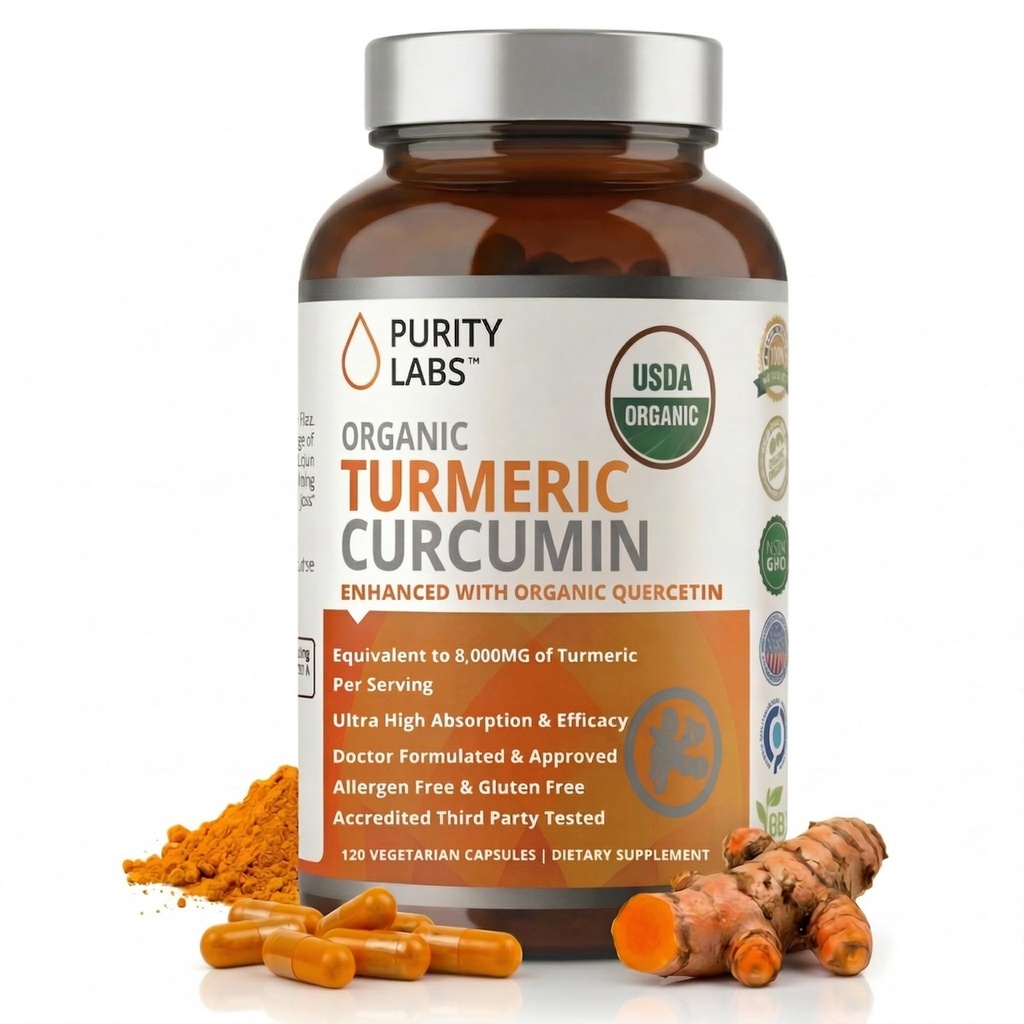 Čistota Labs Organic Turmeric Curcumin Supplement with Piperine 2,250 MG/Serving 