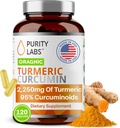 Čistota Labs Organic Turmeric Curcumin Supplement with Piperine 2,250 MG/Serving 