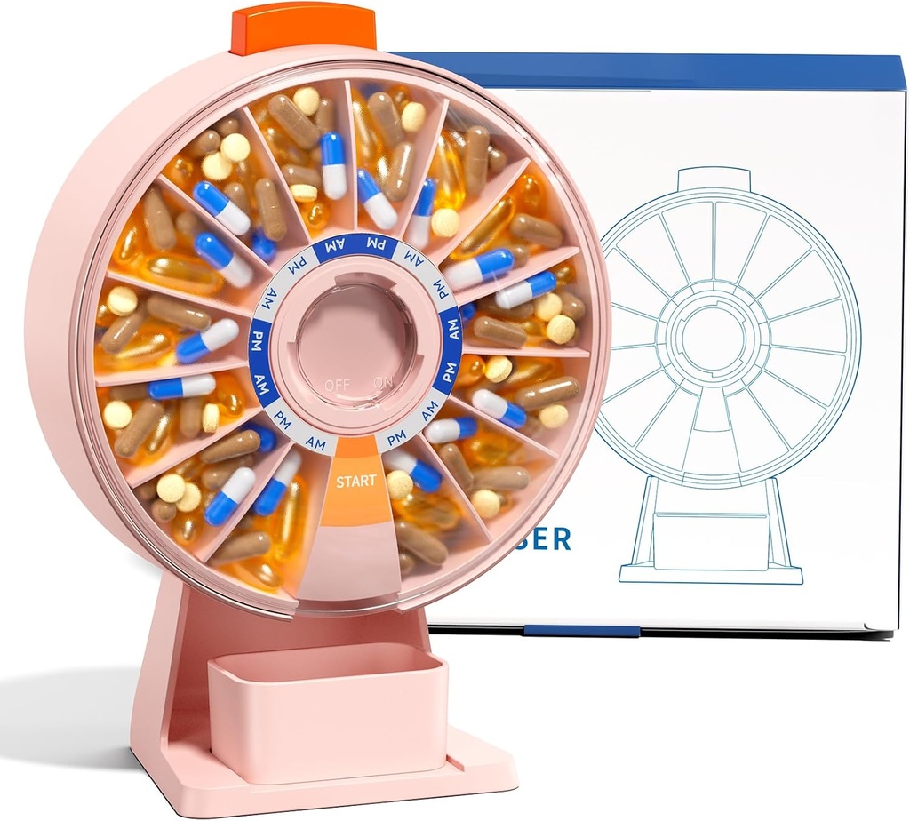 Odaro Large Pill Dispenser, Týždenné pilulky Organizátor 7 deň Am Pm / 14 deň pilulky Box, Denná medicína Organizátor pilulky s stenou-požadované alebo stále použitie pre vitamín, doplnok, Medicína - ružová