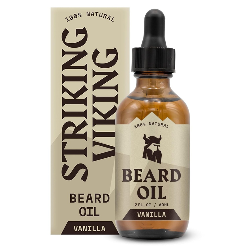 Striking Viking Vanilkový medvedí olej pre mužov - Prirodzene odvodený kondicionér s Argan & Jojobové oleje pre zmäkčovanie, hydratáciu a rast (2 Oz)