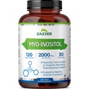 Zazzee Myo-Inositol Kapsule, 2000 mg per Serving, 120 Vegan Kapsule, Ideálne dávkovanie pre 40:1 pomer, 100% Vegetariánska, Hormone Balance & Healthy Ovarian Function Support, All-Natural and Non-GMO