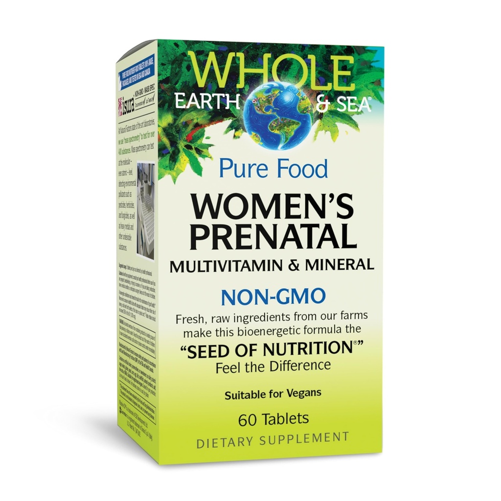 Prírodné faktory Celozemské & more, prenatálne prenatálne multivitamíny a minerály, celé jedlo doplnok, Vegan, 60 tabliet