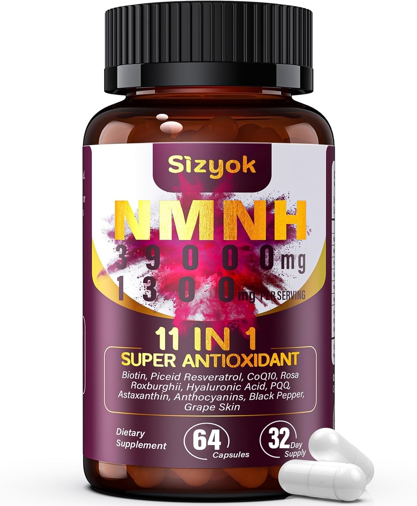 NMNH doplnok (dihydronikotínamid mononukleotid) 600 mg,NAD Supplement with Resveratrol, CoQ10, Biotin & Hyaluronic Acid