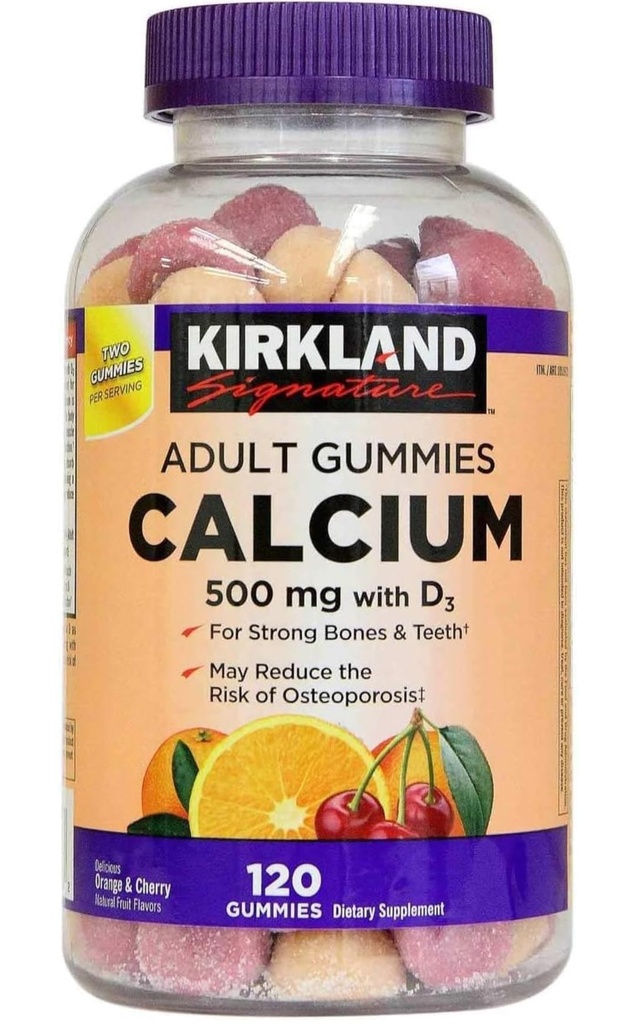 Kirkland Signature Žuvateľný vápnik s vitamínom D3 Dospelé Gummy, 120 ct x 1 fľaša