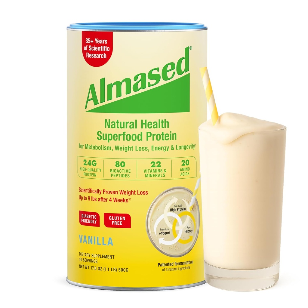 Amasted Vanilla Jedlo Náhradný Shake - Low-Glycemic High Plant Base Protein prášok - Nutritional Weight Health Suplement - Vanilla Flavor - 17,6 oz (1,1 libra (1 balenie)