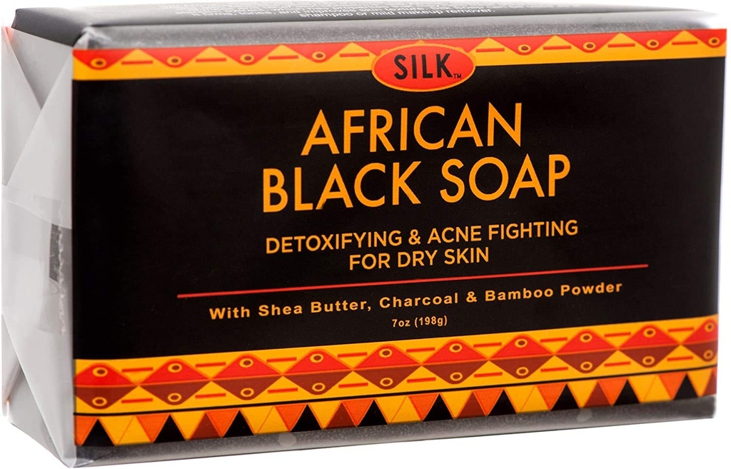 africká čierna Mydlo 7oz pre akné, ekzém, suchá koža, psoriáza, odstránenie zjazvenia, tvár a telo - bambucké maslo, uhlie, bambusový prášok