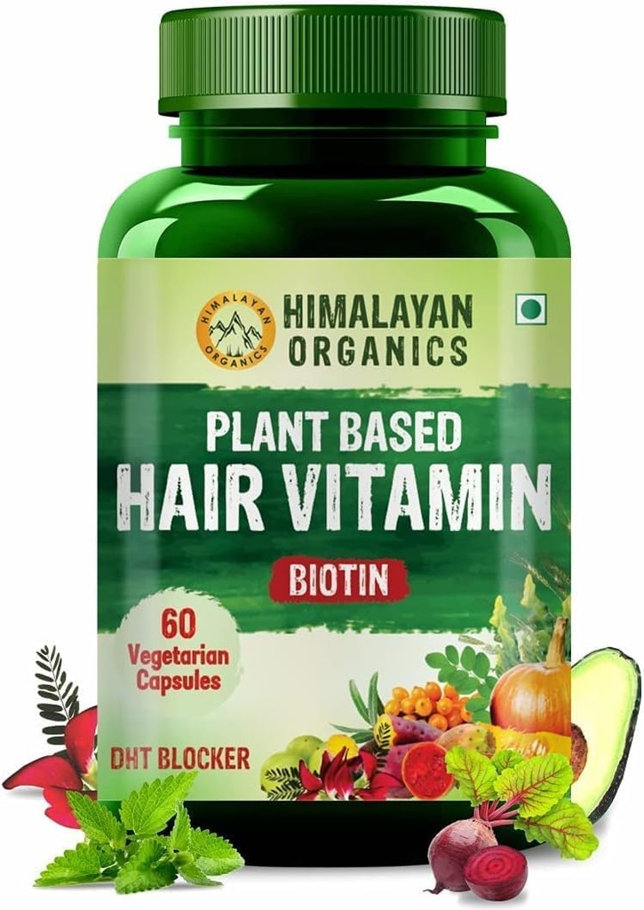 Rastlinné vitamíny pre vlasy biotín (60 Veg kapsuly) 100% bylinné s NO Známe vedľajšie účinky - podľa lekárne